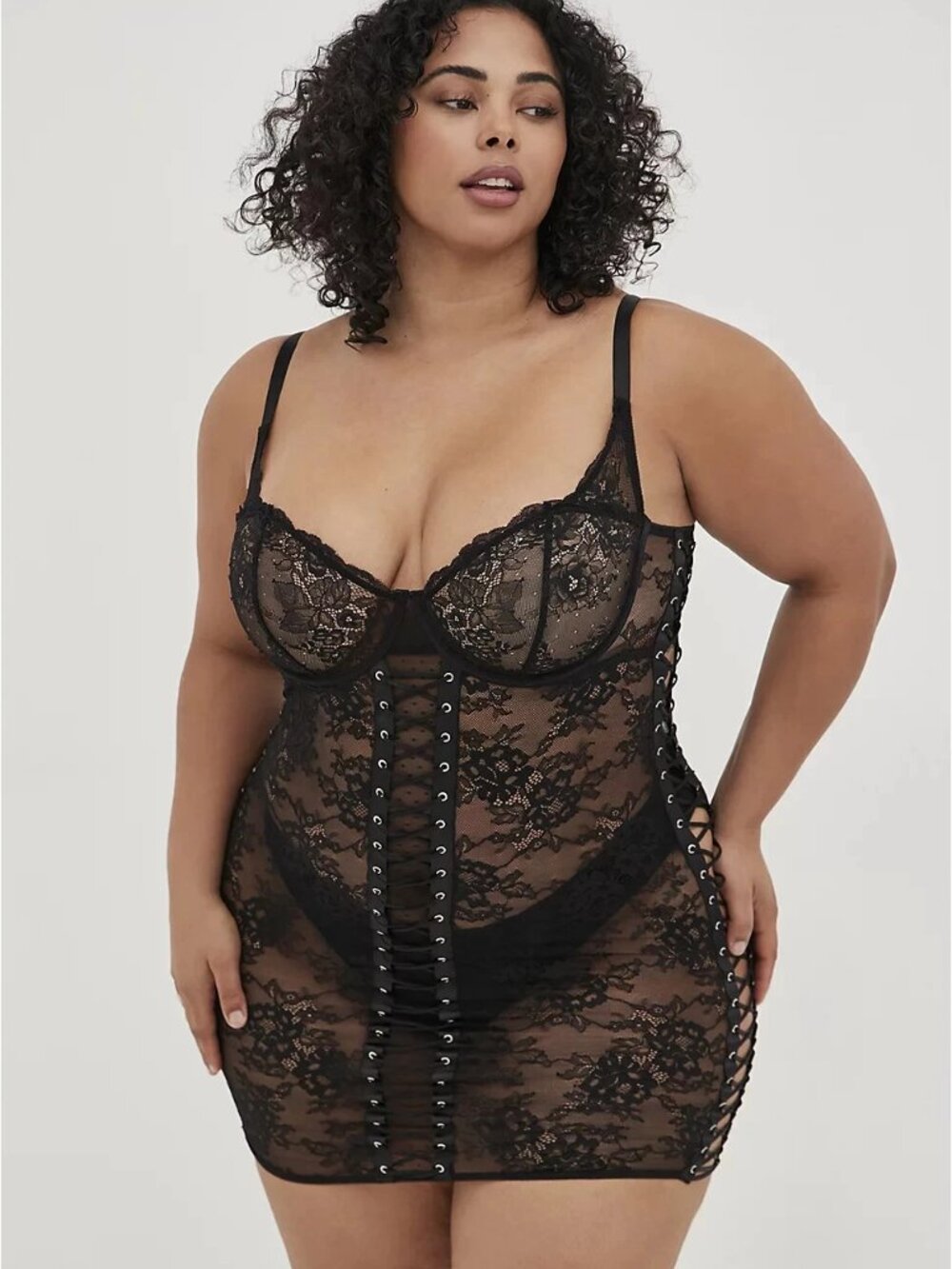 Torrid Black Lace Corset style Chemise, size 00